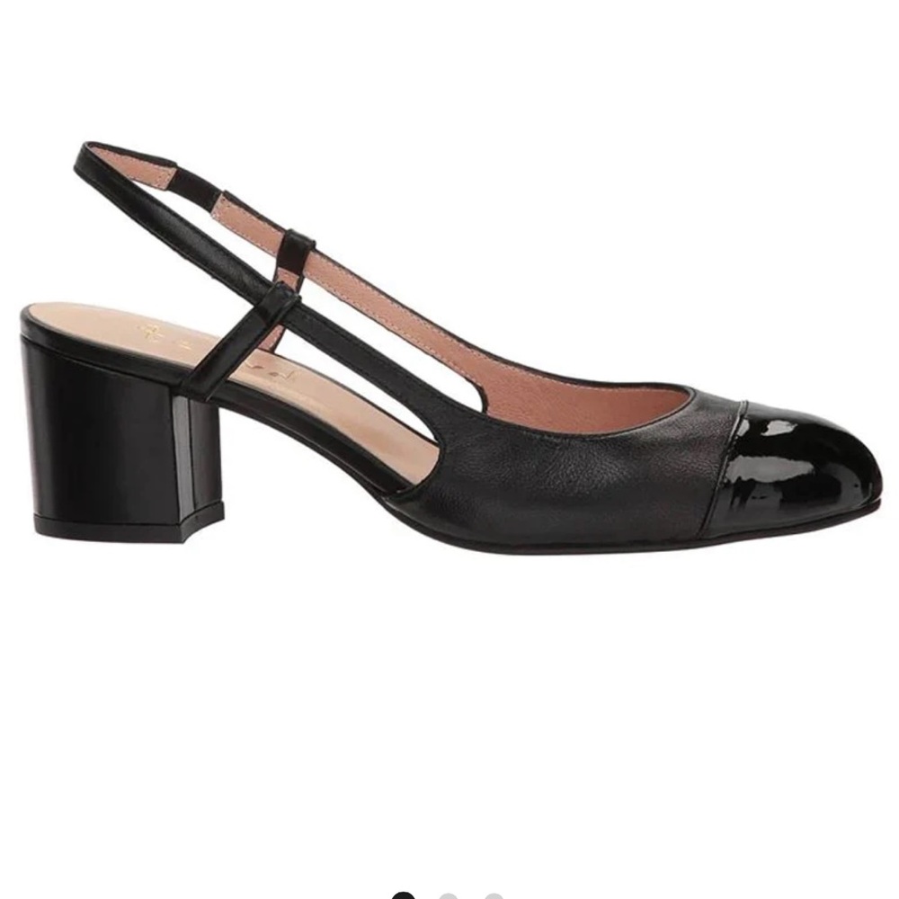 French Sole Barton Black Leather Slingback Heels